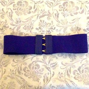 Like New Mango Dark Blue Elasticized Waist Belt
